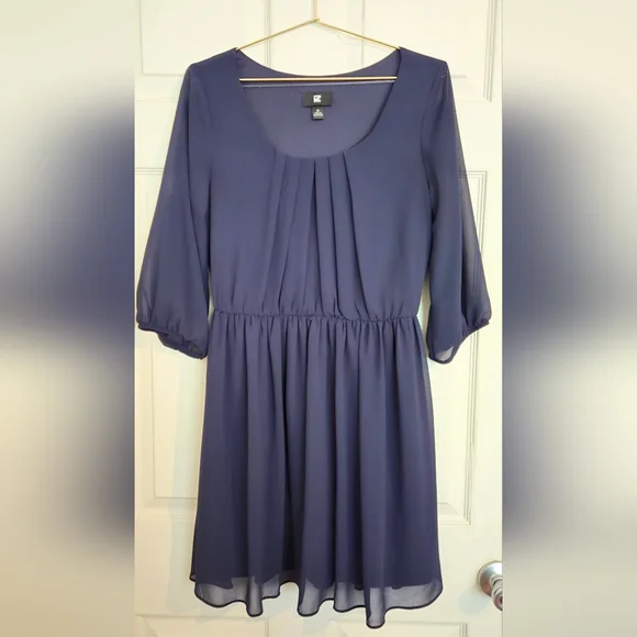 Iz Byer Kohls Navy Blue Scoop Neck Shift Flowy Dress Mini - Picture 2 of 7